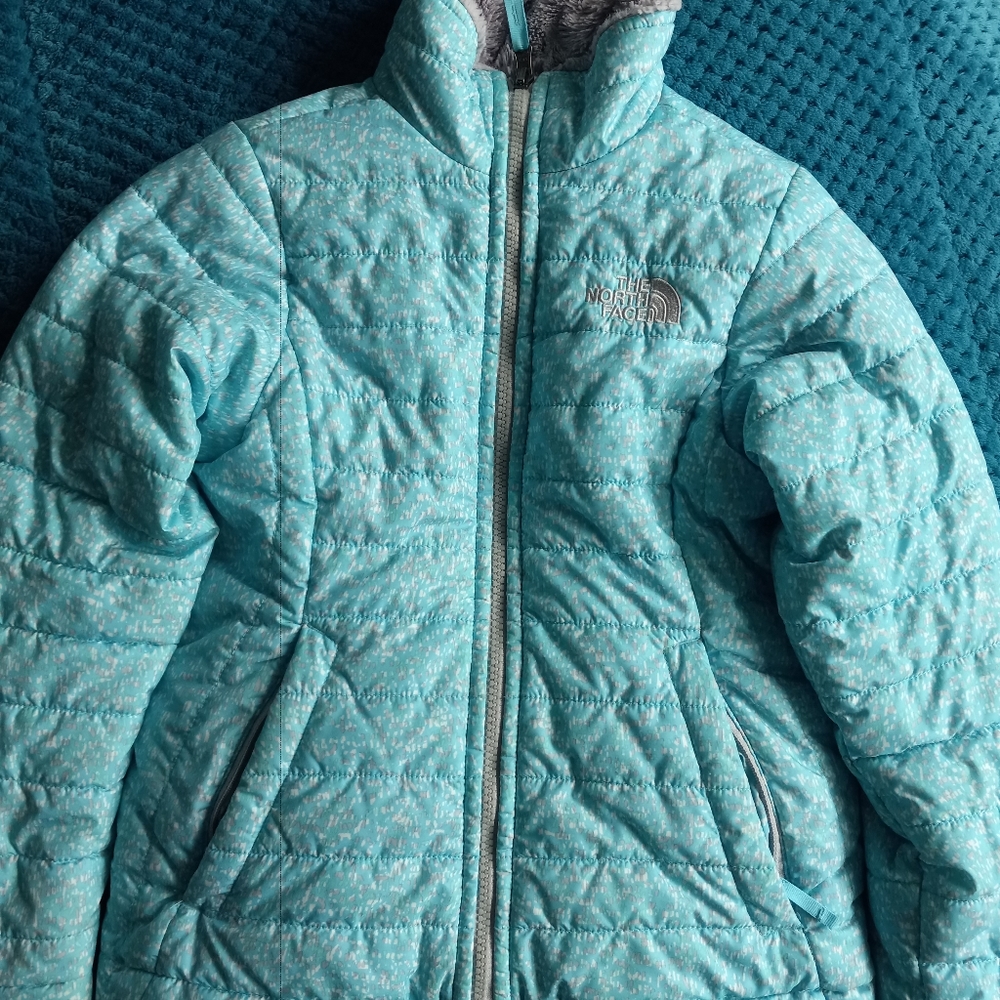 Light Blue North Face jacket Two sides